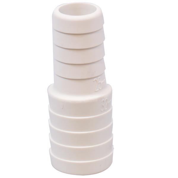 Trudesign Slangeadapter 25-19mm - Hvid Plastik Reduktionsadapter til Båd