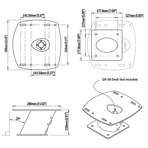 ScanStrut PowerTower til radar, hvid 150mm/6"
