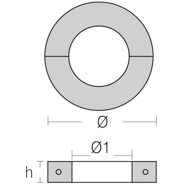 1852 Akselanode 22mm aksel, smal 18mm