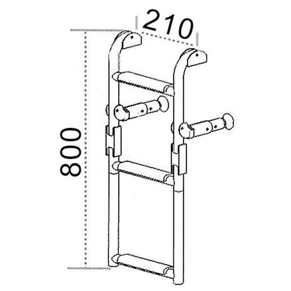 Badestige alu 3 trin 730x210mm rør 25mm