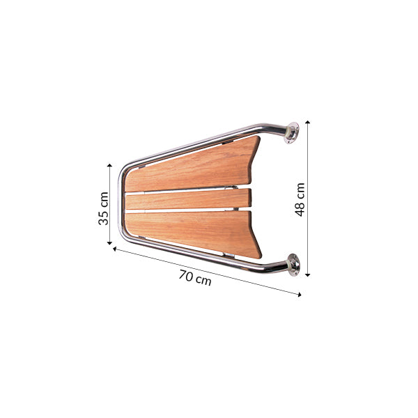 Stævnplatform med teak 70x48cm Ø32mm rør