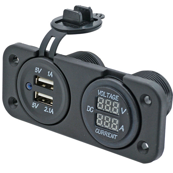 1852 panel dobbelt USB udtag & volt/amperem