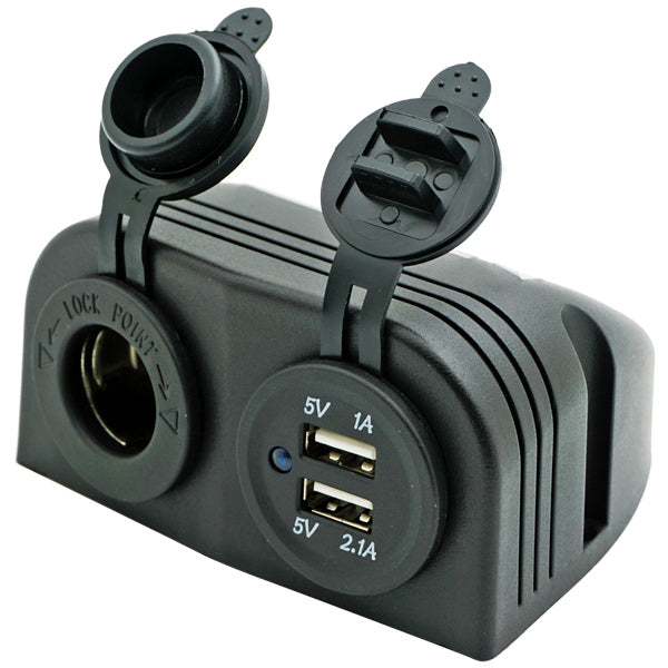1852 påbygnings dobbelt USB udtag 5V & cigaretstik 12/24V