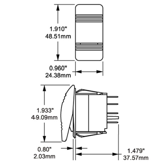 Blue Sea Systems vandtæt kontakt Contura SPST On-On sort