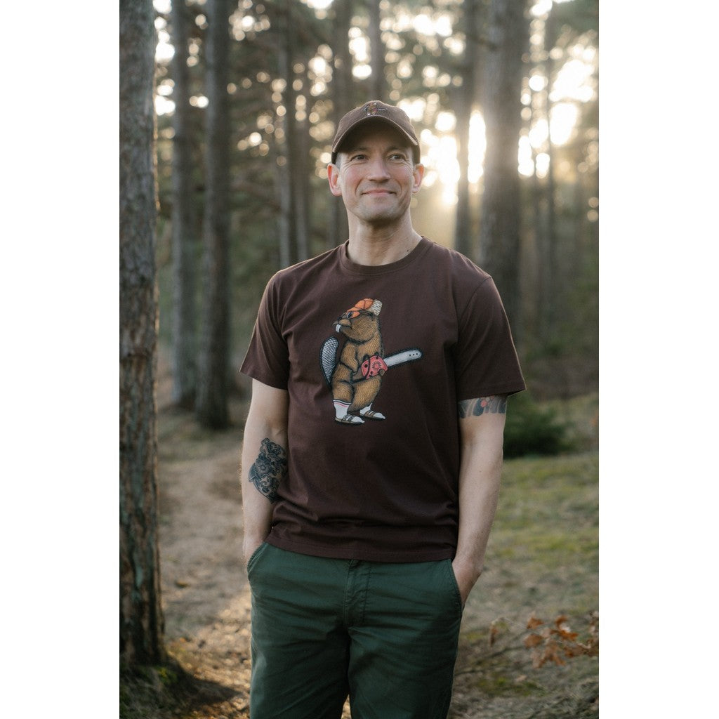 Lakor Lazy Lumber T-shirt - Herre T-shirt med Bæver og Motorsav Humor