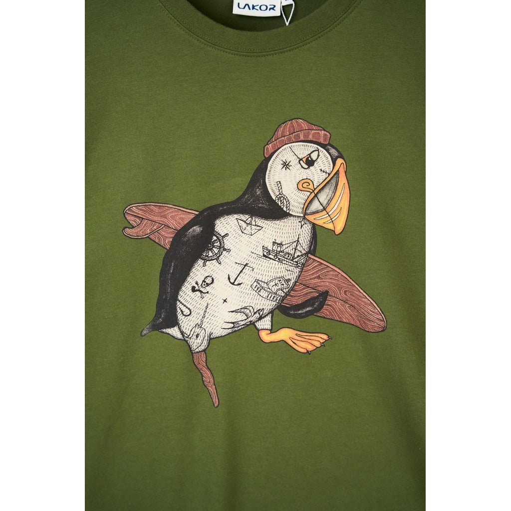 Lakor Havpapegøje Surf T-shirt Riffle Green - Herre T-shirt med Lunde