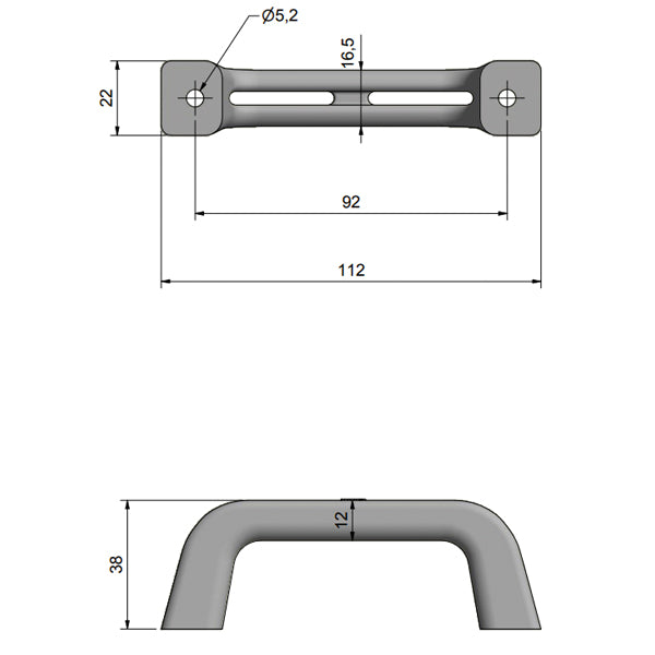 Roca plast håndtag grå 112mm/cc 92mm