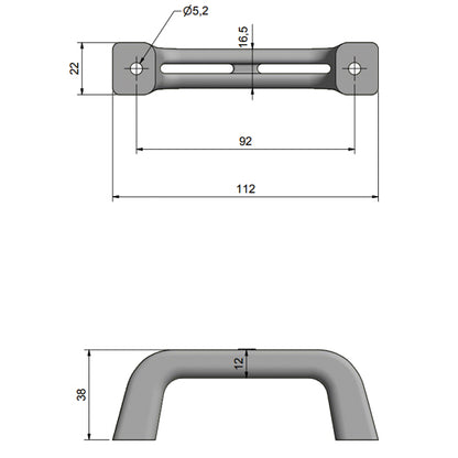Roca plast håndtag grå 112mm/cc 92mm