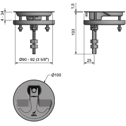 Roca dørkbeslag 100mm RF316