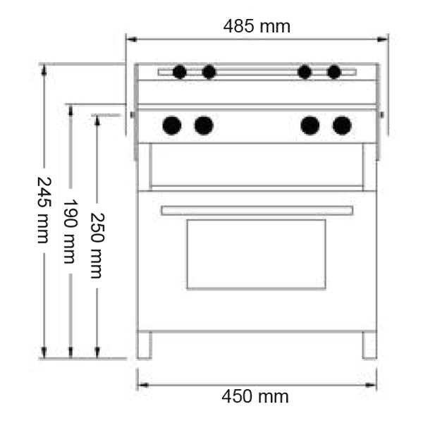 Tasman 4500 fritstående 2-blus kogeplade, El-tændning, grill