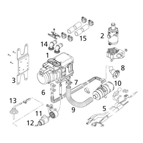 Webasto Thermo Top Evo marine 5 kw 12v diesel - vandvarmer incl. kit