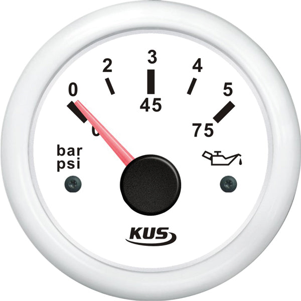 Kus olietryk hvid 0-5bar, 10-184 & 240-33ohm, 12/24V