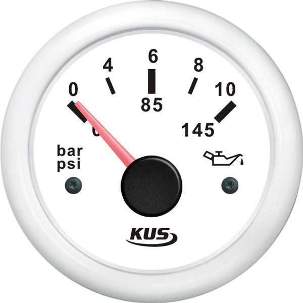 Kus olietryk hvid 0-10bar, 10-184 & 240-33ohm, 12/24V