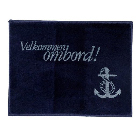 Måtte "Velkommen" 61 x 45 cm - Marineblå Dæksmåtte til Båd