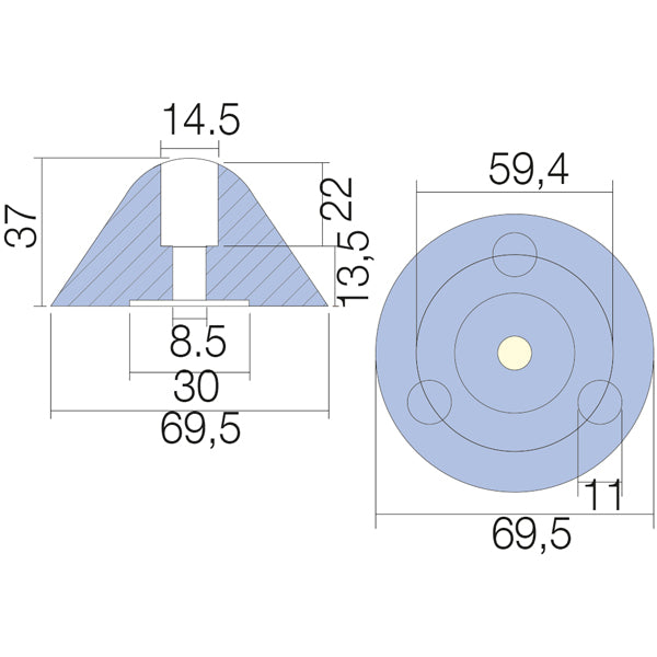 Tecnoseal zink til flex o fold Ø69.5mm