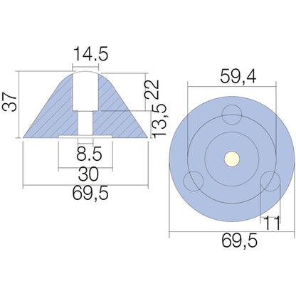 Tecnoseal zink til flex o fold Ø69.5mm