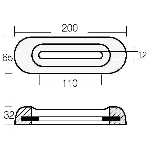 Tecnoseal zink til fairline 200x65x32mm 1,30kg