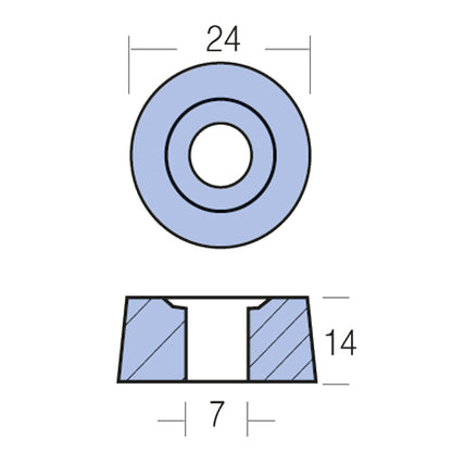Tecnoseal Zinkanode yamaha 60-85-115hk Ø24mm