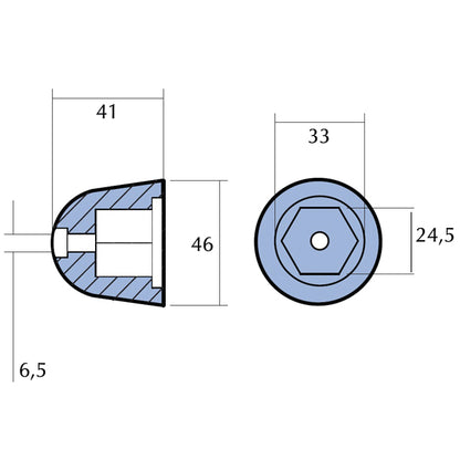 Tecnoseal Alu anode sidepower (201180)sp125t-285tc,se120/150