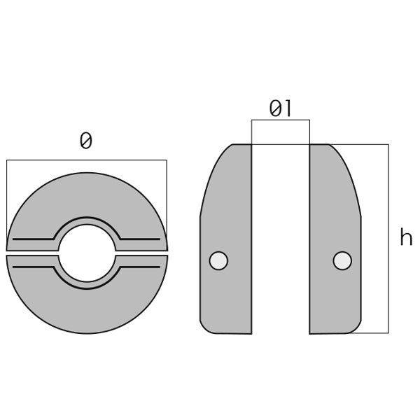 1852 Zink Akselanode 70/40mm