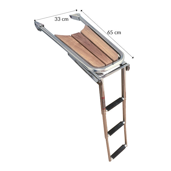 Stævnplatform med teak og stige 65x33cm Ø25mm rør