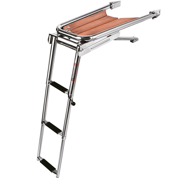 Stævnplatform med teak og stige 65x33cm Ø25mm rør