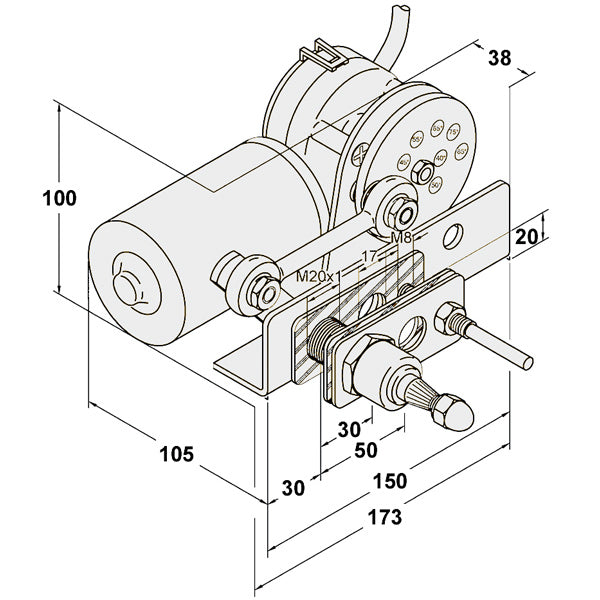 Viskermotor heavy duty 12V med 70mm aksel