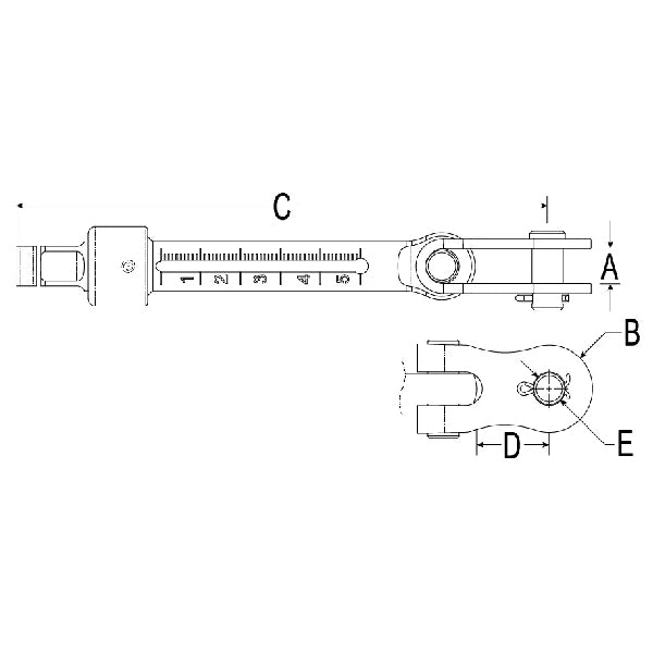 Ronstan vantskrue krop med skala og toggle 5/16" gevind