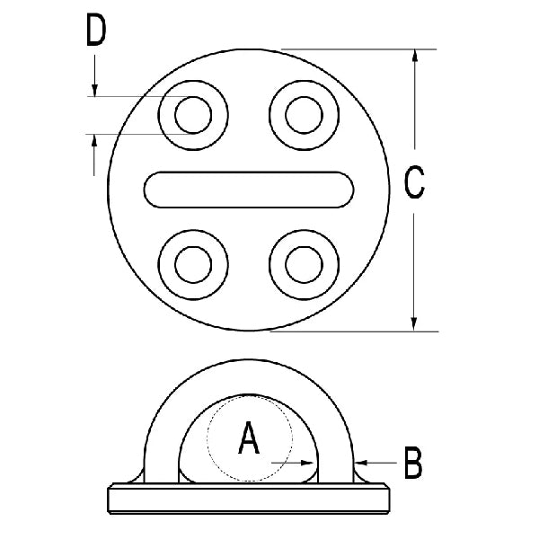 Ronstan Pad eye base Ø72mm bøjle Ø11.5mm b.l. 9t