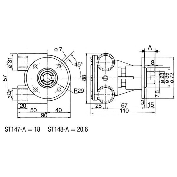 Pumpe med flange til motor st147