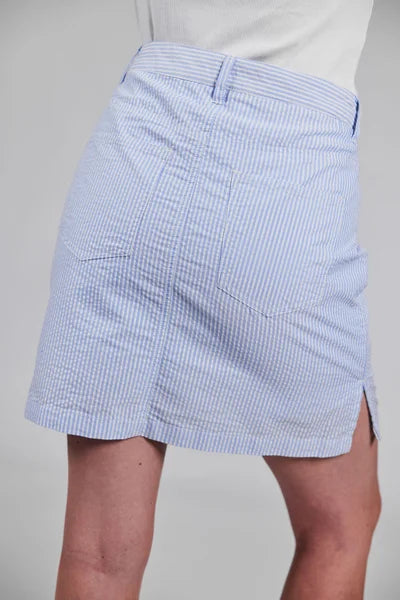 Sebago Seersucker Skort - Lyseblå/Hvid Dame