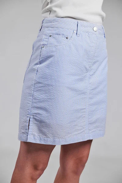Sebago Seersucker Skort - Lyseblå/Hvid Dame