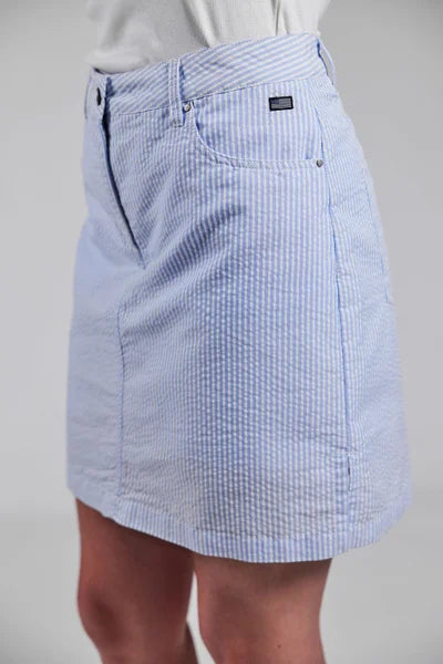 Sebago Seersucker Skort - Lyseblå/Hvid Dame