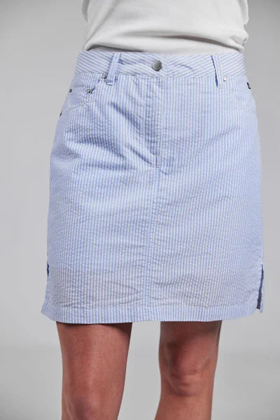Sebago Seersucker Skort - Lyseblå/Hvid Dame