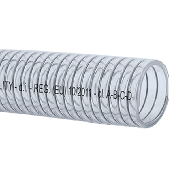 Klar slange med stålspiral food quality 12mm, rulle 3m