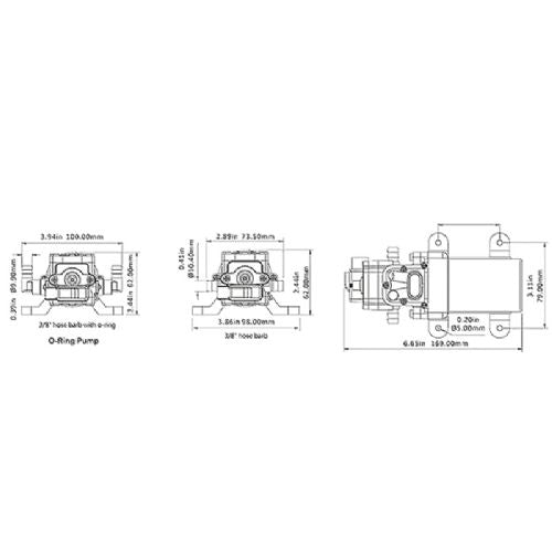 Seaflo Trykvandspumpe 2-kammer 12V - 4,3 lpm - 2,4 bar