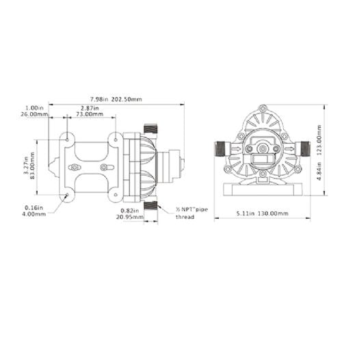 Seaflo Trykvandspumpe 3-kammer 12V   11,3 lpm  3,1 bar