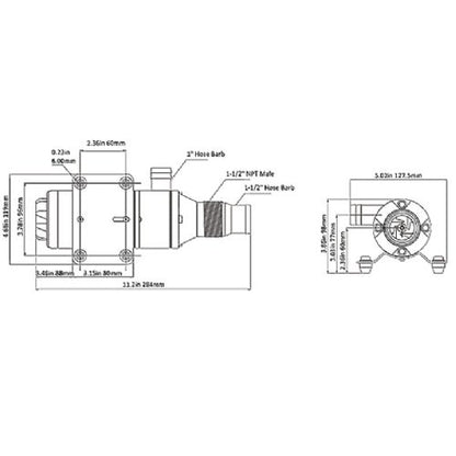 Seaflo Maceratorpumpe 12V    45 ltr./time   Ind. 1 1/2"  Ud. 25mm