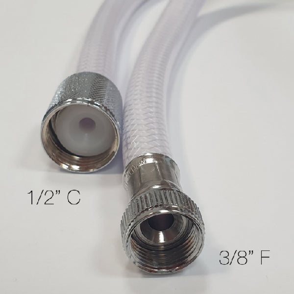 Hvid slange 2m. til 09.1280 3/8"f-1/2"f