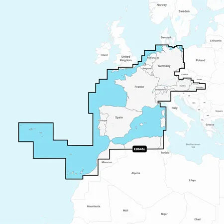 Navionics+ Søkort Europa Central og Vest NAEU646L - microSD/SD med 1 års abonnement