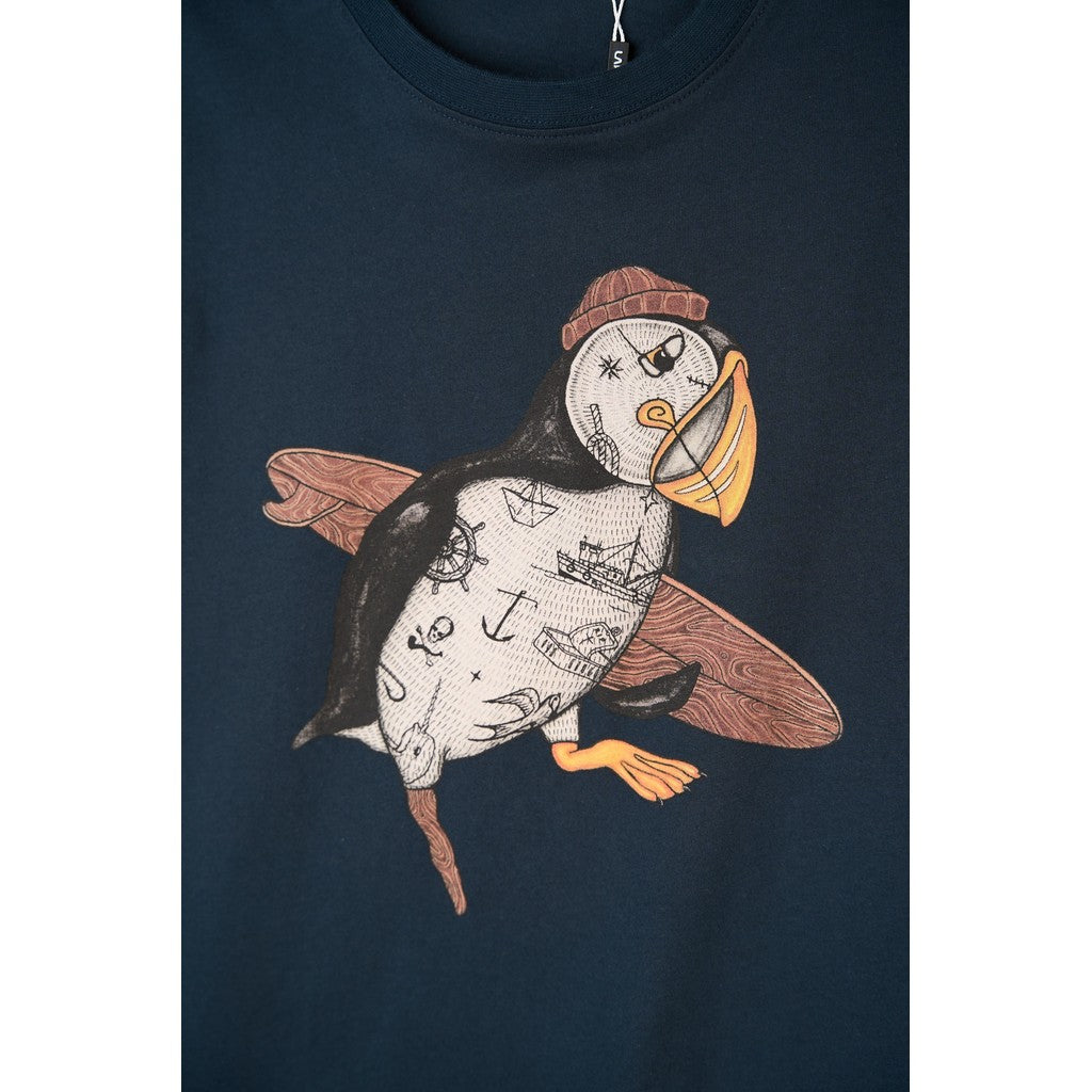 Lakor Havpapegøje Surf T-shirt - Herre T-shirt med Surfende Lunde