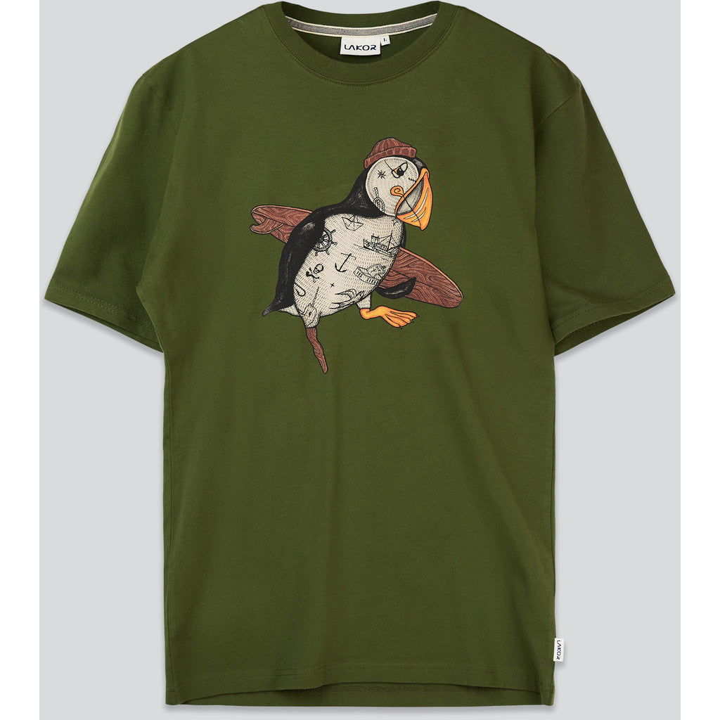 Lakor Havpapegøje Surf T-shirt Riffle Green - Herre T-shirt med Lunde