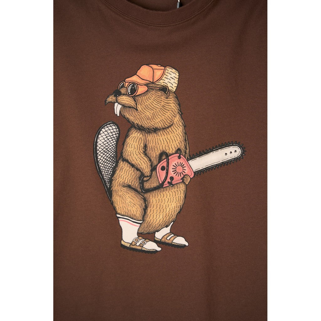 Lakor Lazy Lumber T-shirt - Herre T-shirt med Bæver og Motorsav Humor