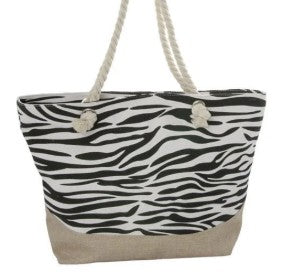 Taske, m/zebra striber 50 x 36 cm.
